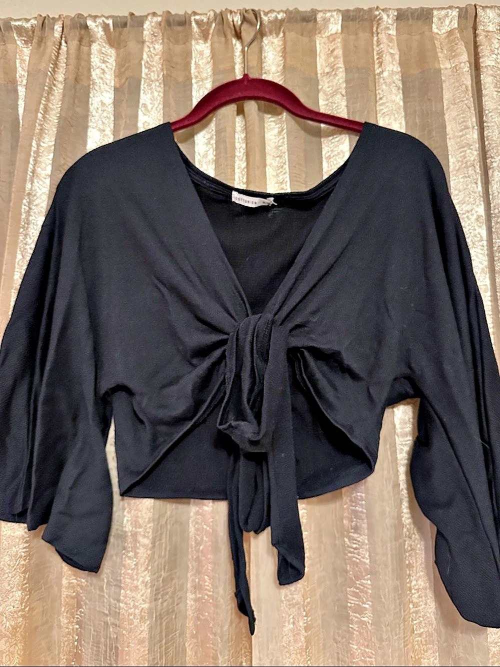 Cotton On Black Long Sleeve Tie Front Size Medium Like New